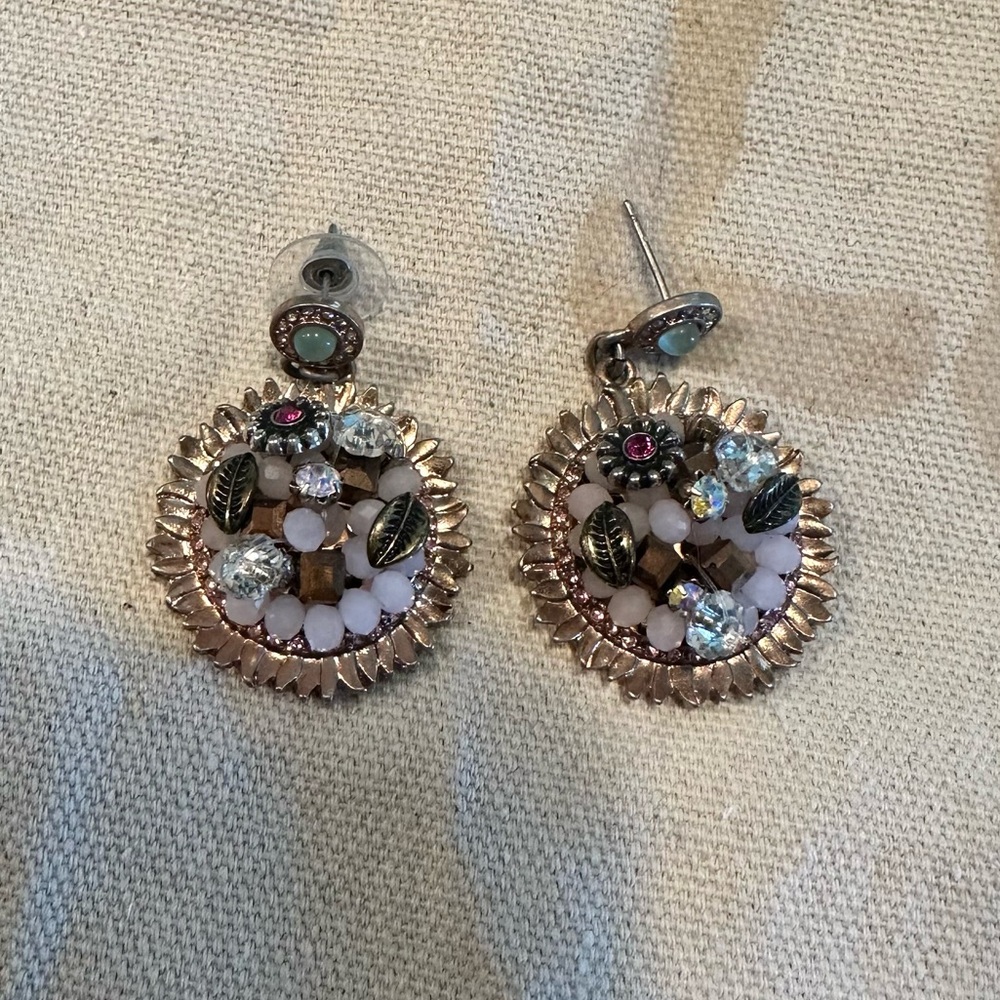 Betsey Johnson Pink and Gold Earrings